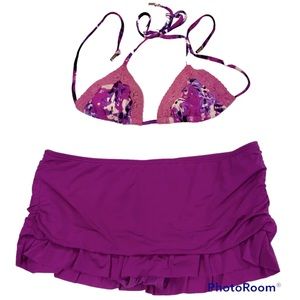 Victoria Secrets bikini top with Kenneth Cole Reaction swim skirt